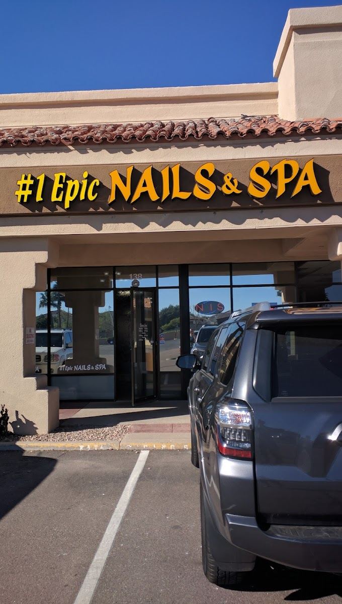 The #1 Epic Nails & Spa storefront with its bright yellow sign on W Warner Rd