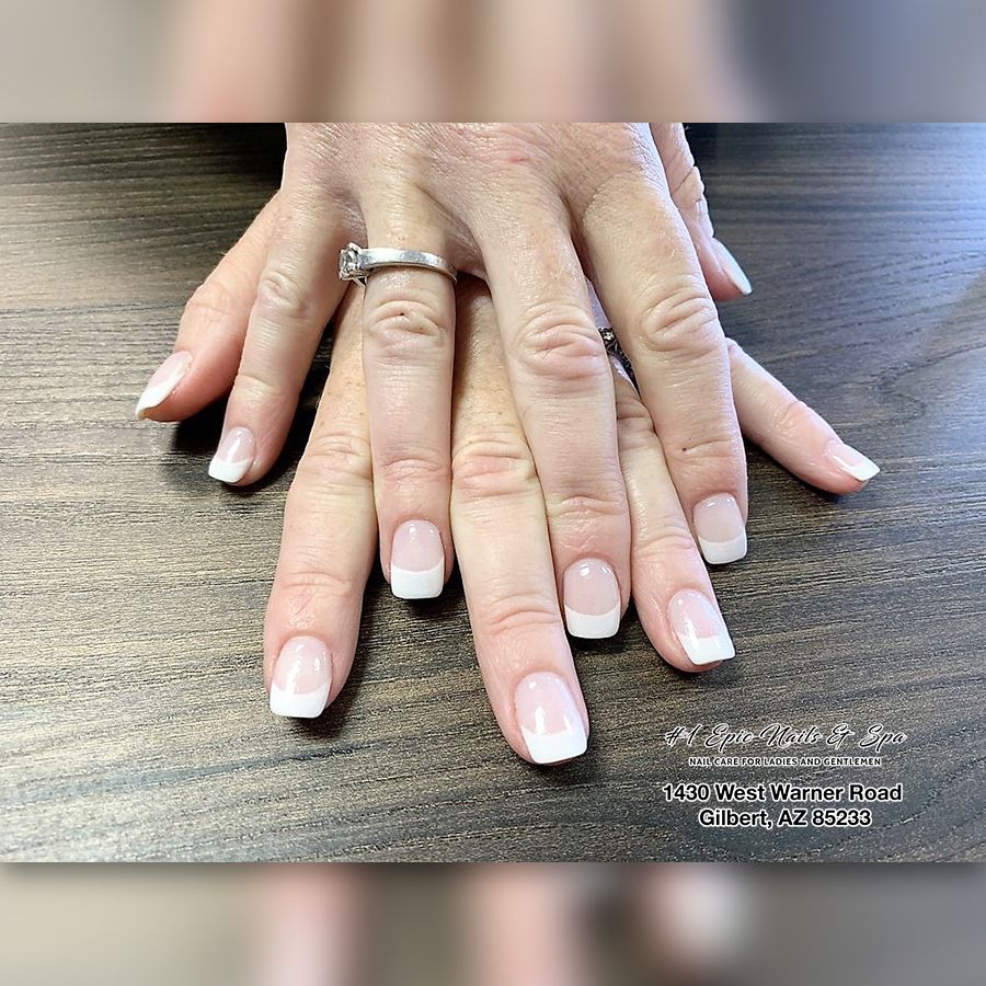 Classic white French tip nails
