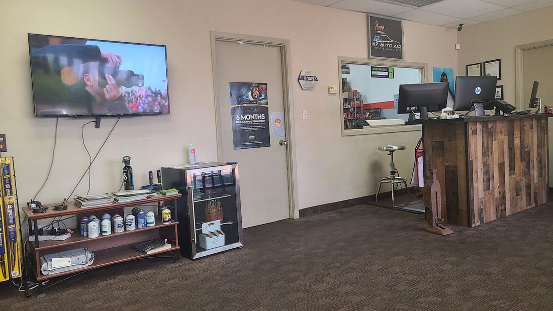 Front counter and lobby inside the shop