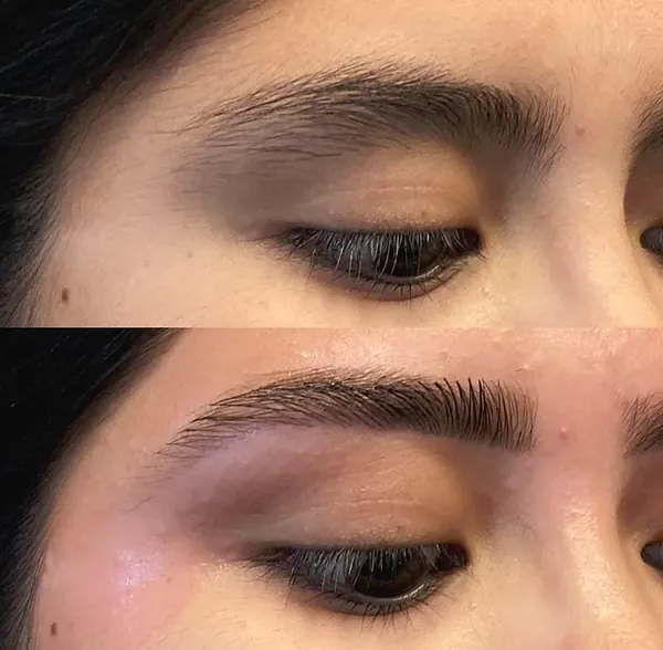 Brows in profile before and after shaping