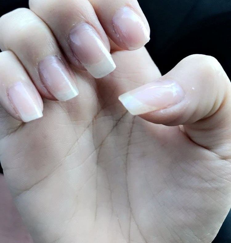 Natural pink and white square nails