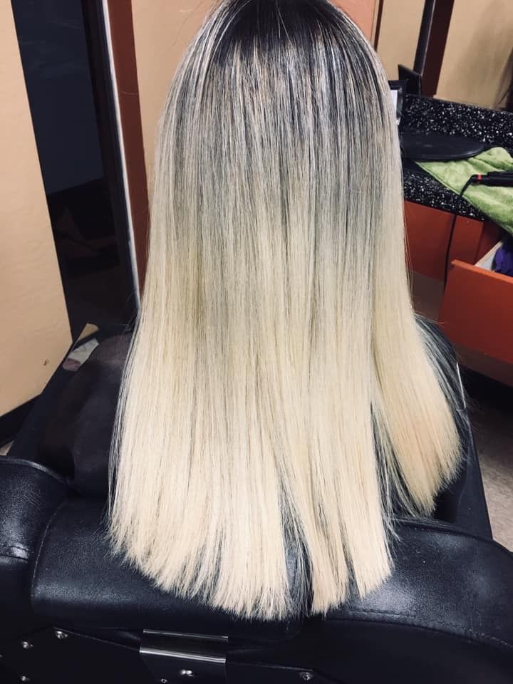 Straight, sleek blonde balayage