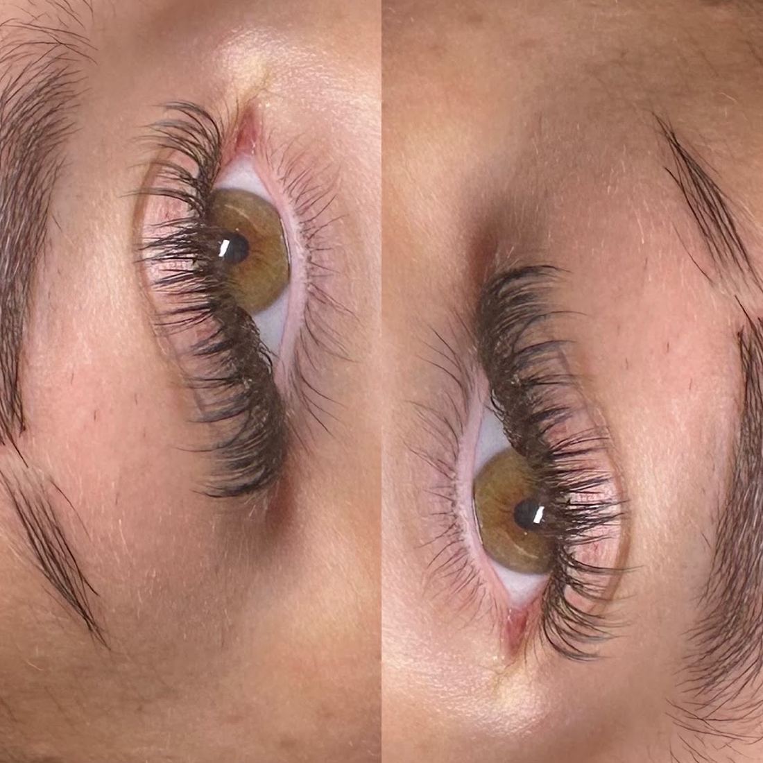 Before and after view of a lash lift