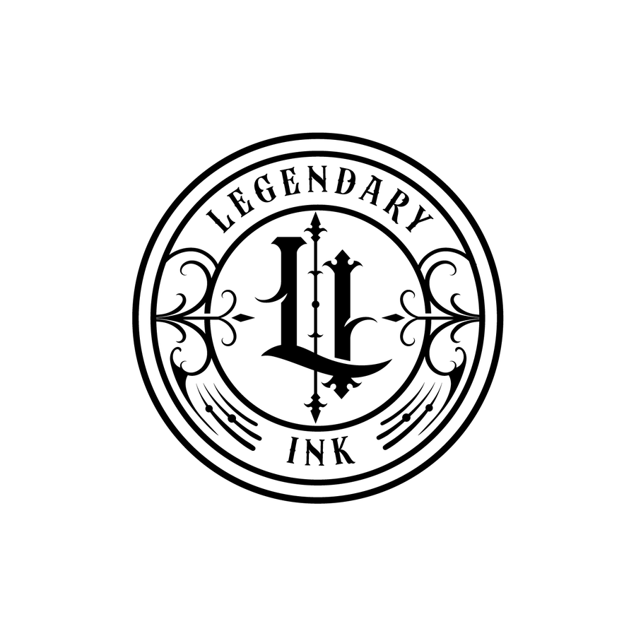 The round Legendary Ink seal with its LI monogram