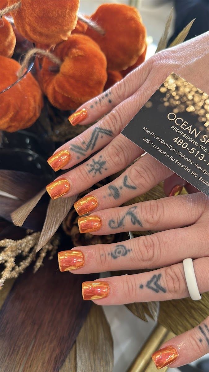 Bright orange square nails
