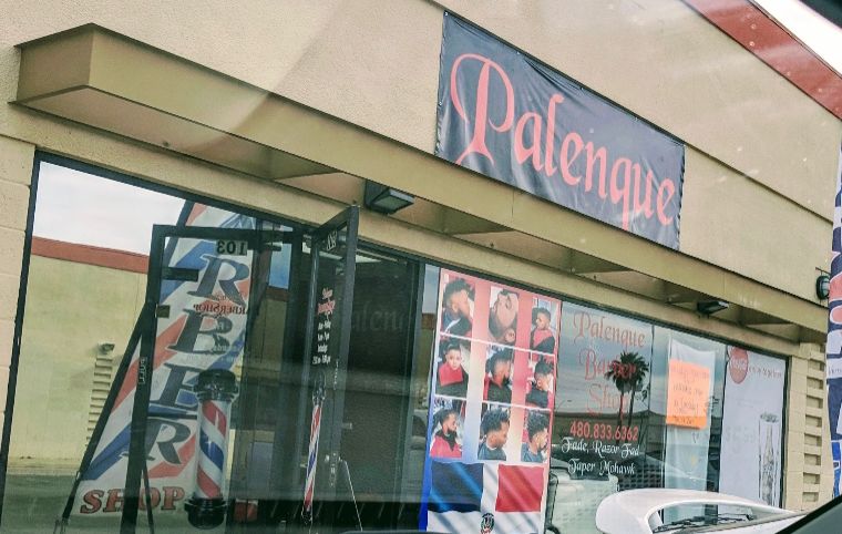 The Palenque storefront and sign on N Gilbert Rd