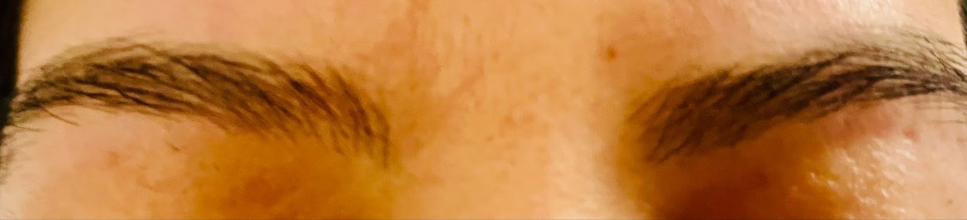 Close up of full, evenly threaded brows