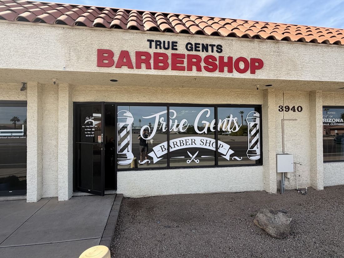 True Gents Barbershop storefront with red signage on N Miller Rd